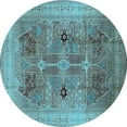thumbnail image 1 of Ahgly Company Indoor Round Oriental Light Blue Traditional Area Rugs, 5' Round, 1 of 4