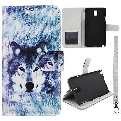 For Samsung Galaxy Note 3 N9000  Wallet  Husky Wolf Syn Leather Folio Dual Layer Interior Design Flip PU Leather case Cover Card Cash Slots & Stand 