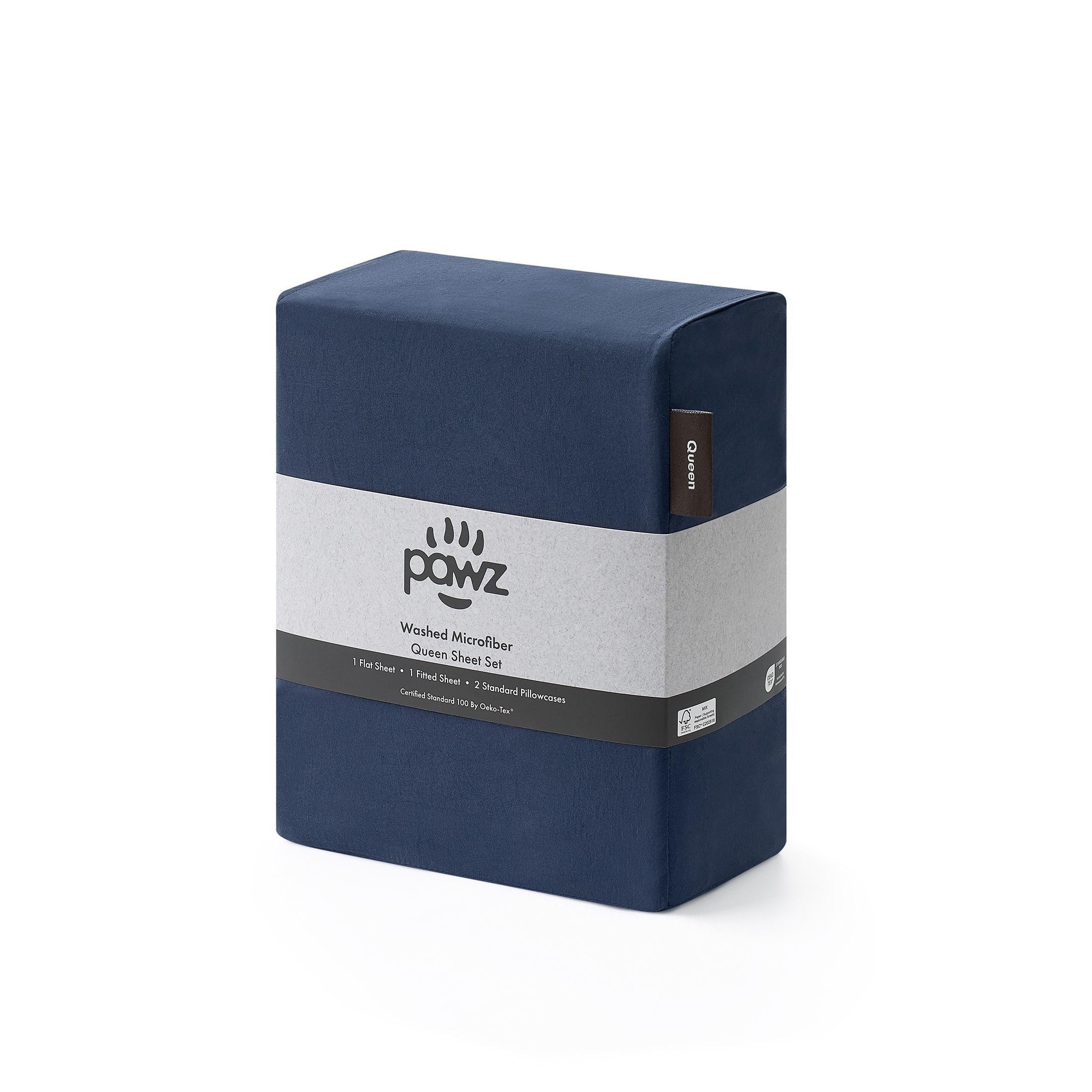 Pawz Full Sheet Set, Soft Microfiber Bed Sheets with 2 Pillowcases, Navy Blue, Full Size