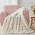 thumbnail image 3 of GHOUSE Soft Fluffy Faux Fur Throw Blankets Off White Fuzzy Blanket for Couch Bed 60x80 Inches, 3 of 6