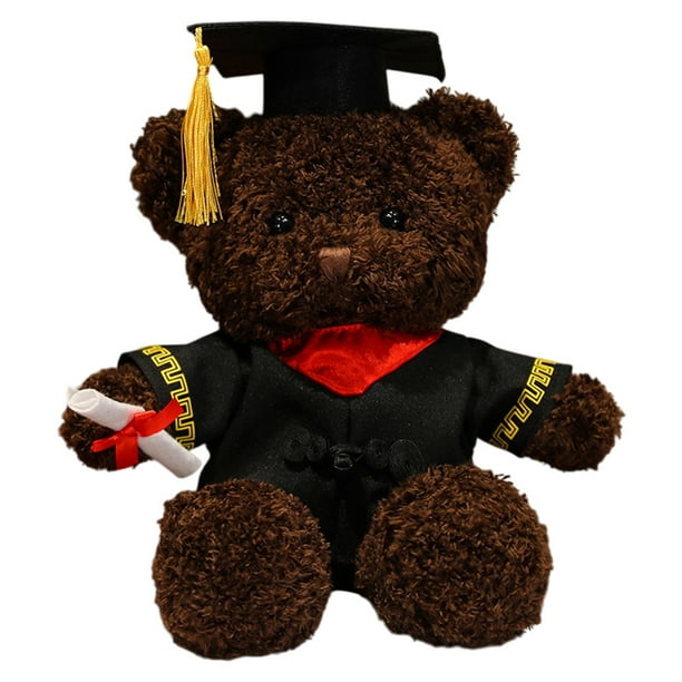 Juguete de peluche de oso de graduación Gafas de bata doctoral