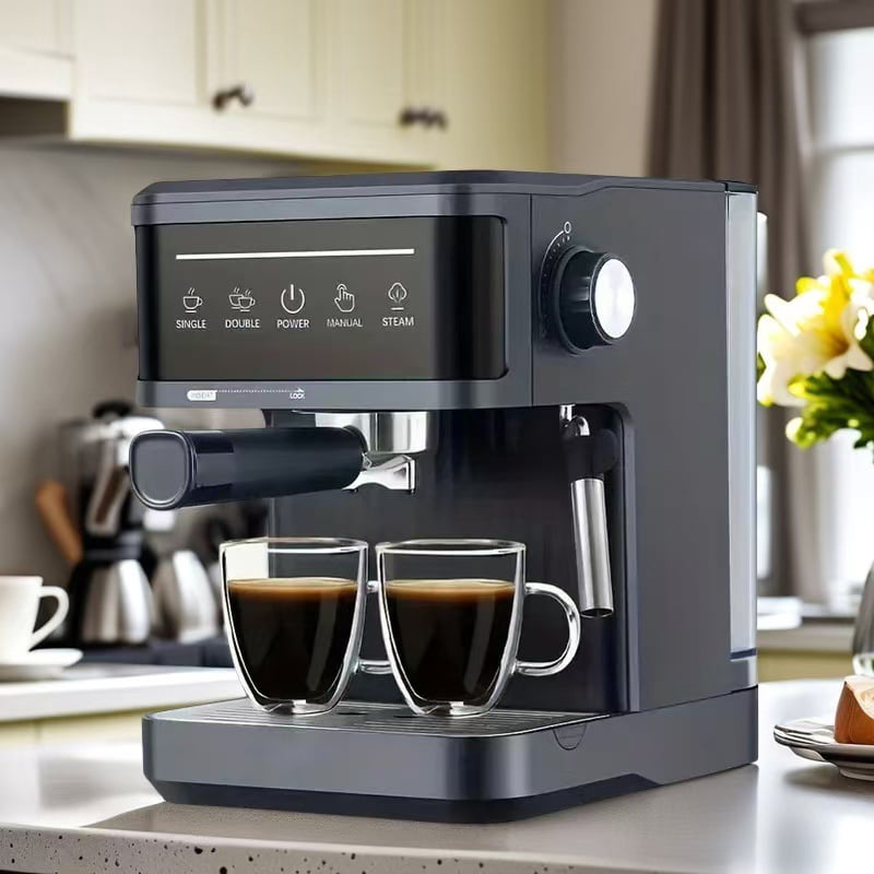 20Bar Espresso Coffee Machine - Semi-Automatic Cappuccino Maker with Milk Frother, Compact Home Coffee Brewer for Ground Coffee & Pods, 1350W Fast Heating
