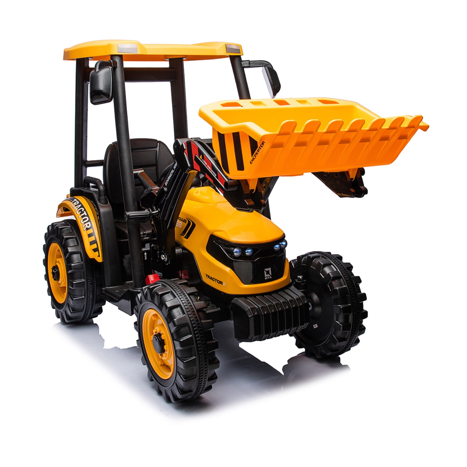 CIPACHO 24 V Powered Ride Ons Tractor, Electric Construction Vehicles for Kids with 3-Gear-Shift Ground Loader and Backhoe Digger, Kids' Car Toys, Yellow CIPACHO 24 V Powered Ride Ons Tractor, Electric Construction Vehicles for Kids with 3-Gear-Shift Ground Loader and Backhoe Digger, Kids' Car Toys, Yellow