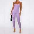 thumbnail image 2 of Pyhlmscde Abercrombie Jumpsuit, Women's Jumpsuits, Plus Size Jumpsuit, Women Workout Jumpsuit Yoga Ribbed Bodycon Spaghetti Strap Leggings Romper Purple S, 2 of 8