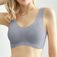 thumbnail image 4 of Bralettes for Women Plus Size Woman Bra No Underwire Underwears Base Vest Style Sports Base Underwears V-Neck Lightly Lined Bra Feature Hook and Eye Closure Push-up Bra Style Y-343 , Gray L, 4 of 7