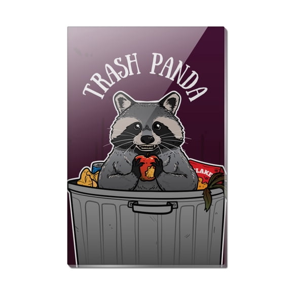 Raccoon Trash Panda in Garbage Rectangle Acrylic Fridge Refrigerator Magnet