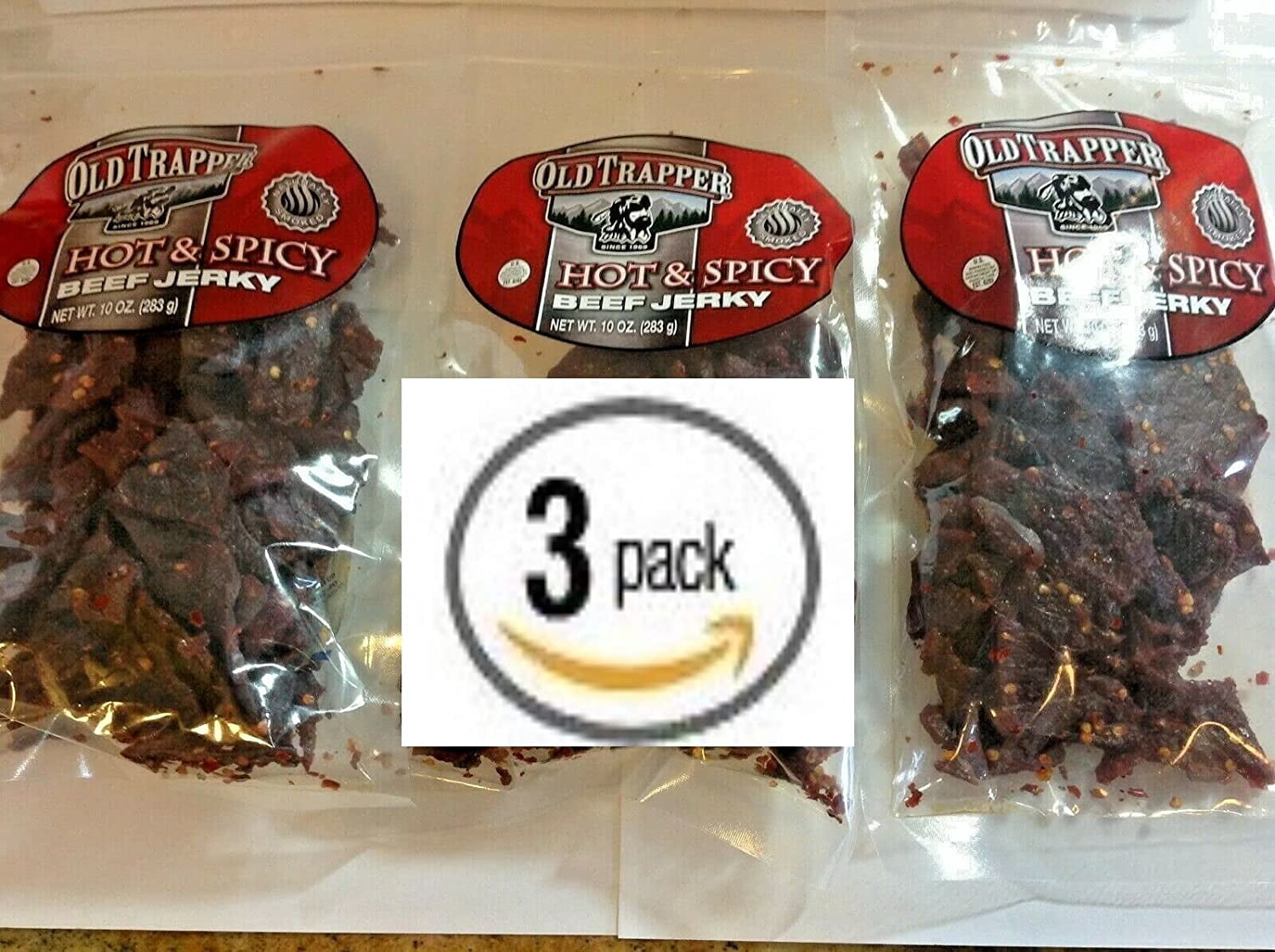 Old Trapper Beef Jerky, Hot & Spicy, 10 oz 3PK