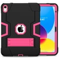 thumbnail image 2 of Elehold Rugged Heavy Duty Protective Hybird Case Compatible with iPad 10th Generation 10.9" 2022,  Hidden Kickstand Dual Angle Stand Shockproof Anti-drop,Black+Rose, 2 of 10