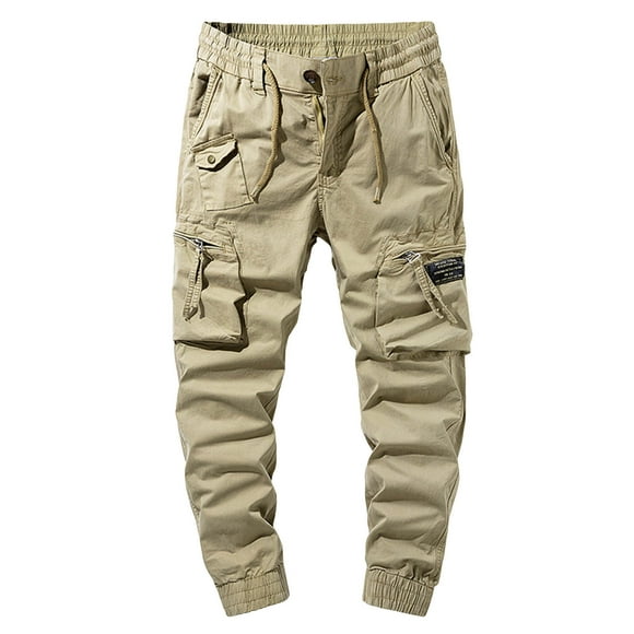 YDLCAFD Insulated Work Overalls For Men Mens Fashionable Casual Workwear With Multiple Pockets Pure Elastic Waist Casual Pants
