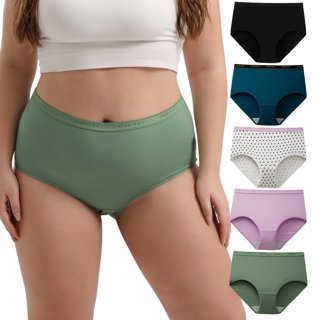 INNERSY Women's Plus Size XL-5XL Cotton Underwear High Waisted Stretchy Briefs 5-Pack(3XL