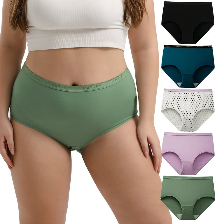  INNERSY Womens Plus Size XL-5XL Cotton Underwear High  Waisted Briefs Panties 4-Pack