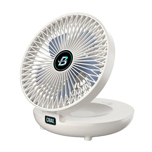 2IN1 Folding Desktop Fan Portable Air Conditioner Wall Mounted Fan Rechargeable with 3 Gears for Home Office White plastics White,1 * Fan 1 * Type-c Cable
