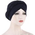 thumbnail image 1 of Bangcool Turban Cap Braided Polyester Solid Color Soft Beanie Hat Headscarf Hat for Women, 1 of 4