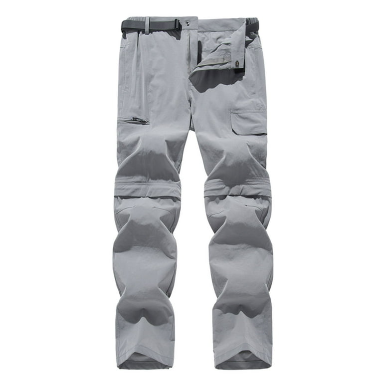 Xflwam Mens Hiking Pants Quick Dry Lightweight Fishing Pants Convertible Zip Off Cargo Work Pants Trousers Gray XL, Men's