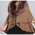 thumbnail image 5 of LinYooLi Women's Faux Fur Collar Shawl Wrap Fashionable Solid Color Poncho Cape Open Front Cardigan for Fall Winter 2022, 5 of 5