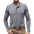 thumbnail image 2 of Mchoice Mens Long Sleeve T Shirts Beefy Muscle Basic Solid Pure Color Tee Shirt V Neck Blouse Tops with Buttons, 2 of 7