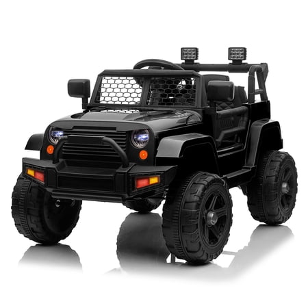 LEADZM Dual Drive 12V 4.5A.h 2.4G Remote Control Jeep - Black - Powerful Battery, Precise Control, Off-Road Adventure - Teens and Adults.
