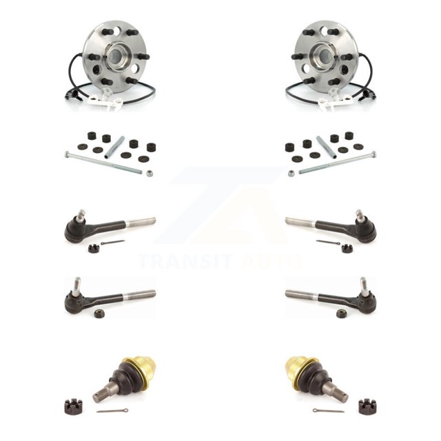 Transit Auto Front Hub Bearing Assembly Lower Ball Joint Outer Inner Tie Rod End Sway Bar Stabilizer Link Kit (10Pc) for Car GMC Yukon Cadillac Escalade - Left Right Side (Driver Passenger) K7T-108827