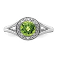 thumbnail image 4 of Sterling Silver Rhodium-plated Diamond & Peridot Ring, 4 of 6