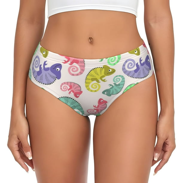 Balery Cute Chameleons Ropa Interior de Algodón para Mujer con Dibujo – Braguitas Cómodas y Elásticas, Estilo Clásico-Large