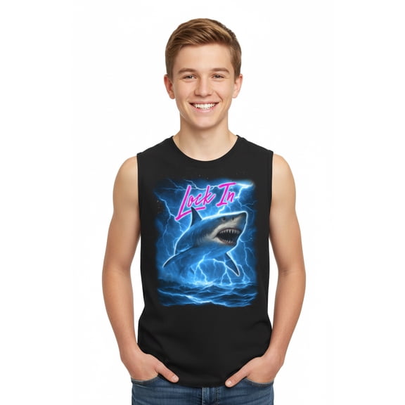 Wonder Nation, Boys' & Big Boys Graphic Core Tank Top, Lock In, Sizes 4-16 Husky