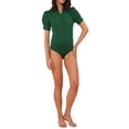 thumbnail image 2 of INSPIRAR CHIC Camiseta de Manga Corta con Botones para Mujeres, Mono de Trabajo, Color Verde Oscuro, Talla S, 2 of 6