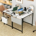 thumbnail image 2 of Costway 32" Meeting Room Desk Set of 2 with Charging Station & Headphone Hook Metal Frame White, 2 of 8