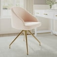 thumbnail image 6 of Martha Stewart Upholstered Stationary Office Chair in Conch Shell/Polished Brass, 6 of 12