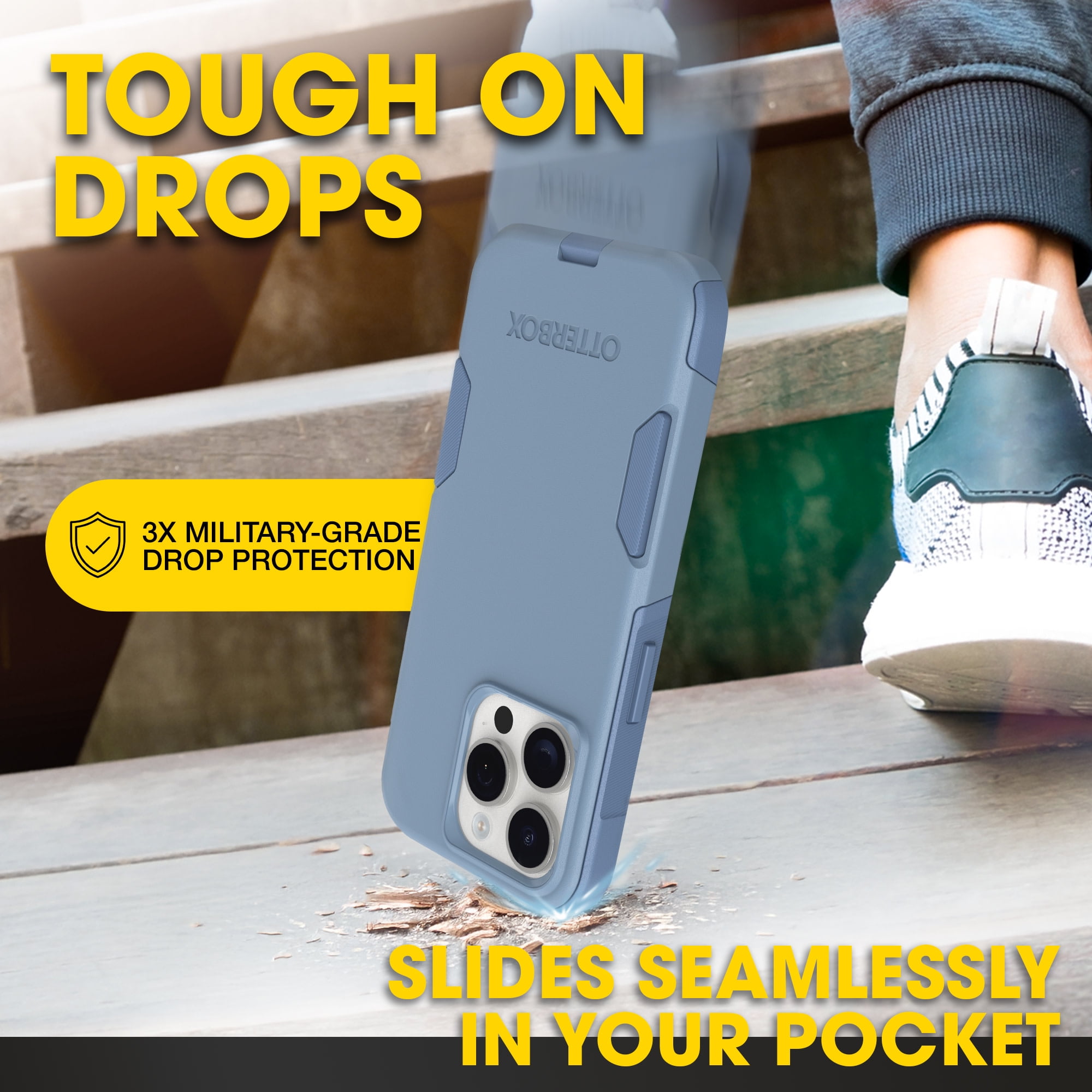 OtterBox iPhone 15 Pro Commuter Series Case - MagSafe Edition - Blue, Slim & Tough, Pocket-Friendly, with Port Protection - Crisp Denim