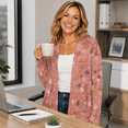 thumbnail image 6 of Women's Plus Size Dusty Rose Floral Cardigan, Long Sleeve Open Front Tunic with Pockets, 6 of 8