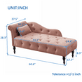 thumbnail image 2 of 60" Velvet Chaise Lounge Buttons Tufted Nailhead Trimmed Solid Wood Legs with 1 Pillow, Chaise Lounge for Office, Living Room, Studio, Apartment (Left Arm Design as Shown in the Picture), 2 of 6