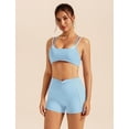 thumbnail image 3 of PISONIC Workout Sets for Women 2 Piece Twist Back Layered Sports Bra Mini Shorts Yoga Pilates Outfits Active Wear, 3 of 6