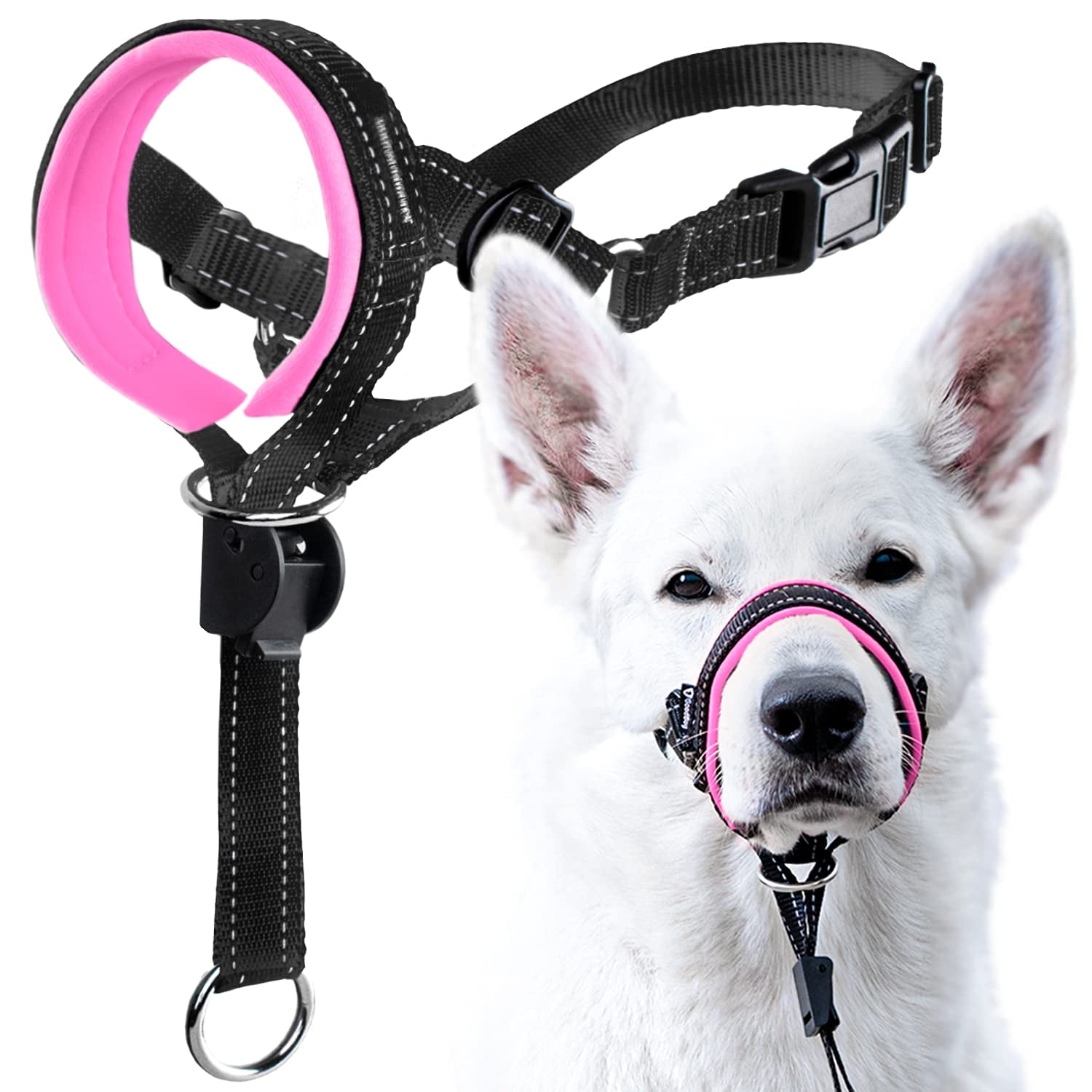 GoodBoy Dog Head Halter with Safety Strap Stops Heavy Pulling On The Leash Padded Headcollar for Small Medium and Large Dog Sizes Head Collar Training Guide Included Size 4 Pink Walmart