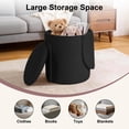 thumbnail image 3 of GEEYOO Modern Round Vanity Storage Stool,Sherpa Upholstered Ottoman with Foldable Backrest and Removable Lid,Comfy Makeup Stool for Bedroom Living Room,Black, 3 of 6