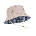 thumbnail image 3 of Jinhomg Baby Sun Hat Kids Sun Protection Toddler Plaid Lining Bucket Hat Wide Brim Adjustable Summer Beach Hats for Boys Girls 6M-14Y,Beige, 3 of 7