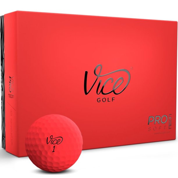 Pelotas de Golf Vice Pro Soft Rojas de 3 Piezas con Cubierta de Uretano, Paquete de 12