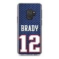 thumbnail image 1 of DistinctInk Clear Shockproof Hybrid Case for Samsung Galaxy S9 (5.8" Screen) - TPU Bumper, Acrylic Back, Tempered Glass Screen Protector - Brady 12 Jersey - Football Team, 1 of 5