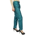 thumbnail image 5 of Phagun Women's Green Dupion Pants High Waist Narrow Bottom Trousers-Small, 5 of 7
