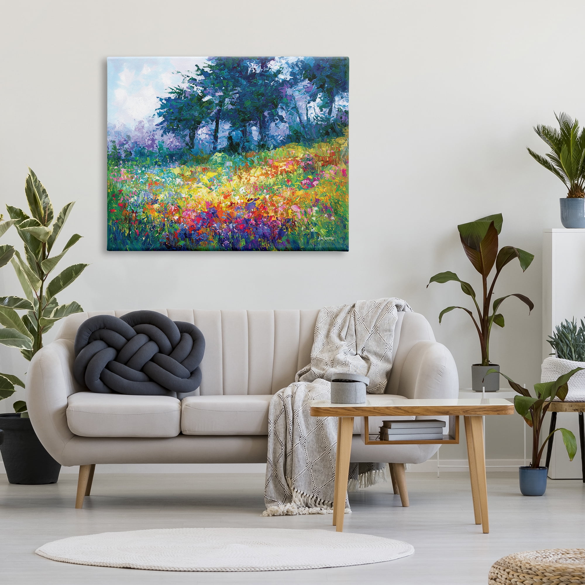Stupell Industries Wildflowers in Bloom Meadow Landscape Painting Gallery Wrapped Canvas Art Print Wall Art, 48 x 36