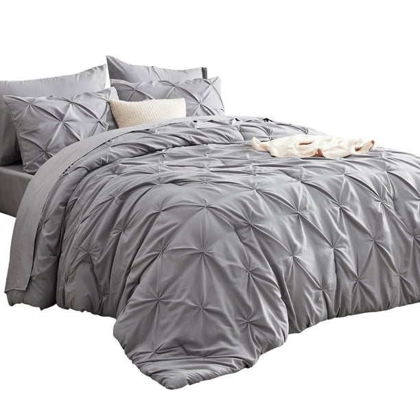 Juego de edredón Bedsure King Size, 7 piezas, ropa de cama gris