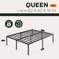 thumbnail image 5 of Einfach Queen Bed Frame, 18'' Metal Platform Bed with 16.6'' Under-Bed Storage Space, Heavy Duty, No Box Spring Needed, Black, 5 of 11