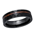 thumbnail image 2 of 6mm Hammered Faceted Black IP with Hawaiian Koa Wood Inlay Tungsten Carbide Wedding Band Engagement Ring Comfort Fit - #961PLs9, 2 of 3