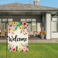 thumbnail image 3 of AMHNF Welcome Floral Linen Garden Flag for Spring Summer Home Outdoor Garden Yard Door Decor 12x18 inch, 3 of 5