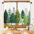 thumbnail image 5 of Christmas Tree Forest Kitchen Curtains 27.5W x 39L Inch Xmas Winter Pine Fir Holiday Seasonal Green Rod Pocket Short Small Window Treatment Drapes Decor 2 Panels, 5 of 8