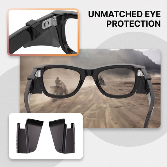 Side Shields for Smart Glasses, Safety Glasses Side Shields , 90% Anti-Glare, Wind & Dust Protection, Soft Clip-On Fit ,Lightweight, Comfort