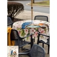 thumbnail image 5 of Outdoor Tablecloths with Umbrella Hole & Zipper, Birds Floral 54x54 Inch Square Tablecloths, Farmhouse Vintage Pink Flower Leaf Waterproof Table Cloth, Patio/Pool/Picnic Table Covers, 5 of 8