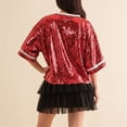 thumbnail image 5 of VNKIDY Women's Carnival Sequin Football Pattern Short Sleeve T Shirts Crewneck Loose Fit Tees For Sports Theme Party Casual Daily Wear Outdoor Activities Leisure Tops, 5 of 6