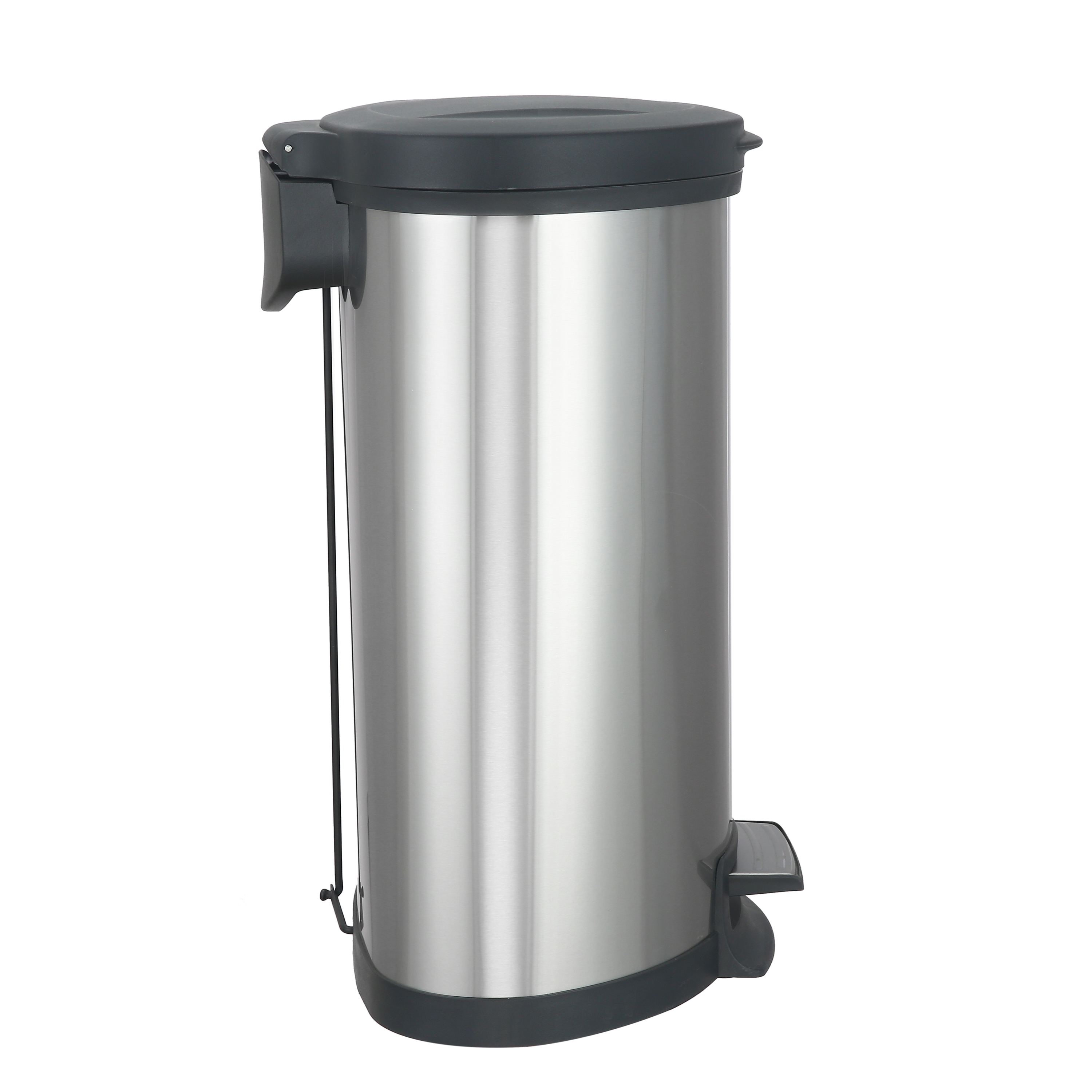 Mainstays 14.2 gal/54 Liter Stainless Steel Semi Round Kitchen Garbage Can with Lid - image 3 of 5