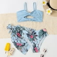 thumbnail image 7 of URMAGIC 7-12Y Girls 3 Pieces Swimsuit Tropical Print Bikini Set w/Beach Skirt Bathing Suit, 7 of 7
