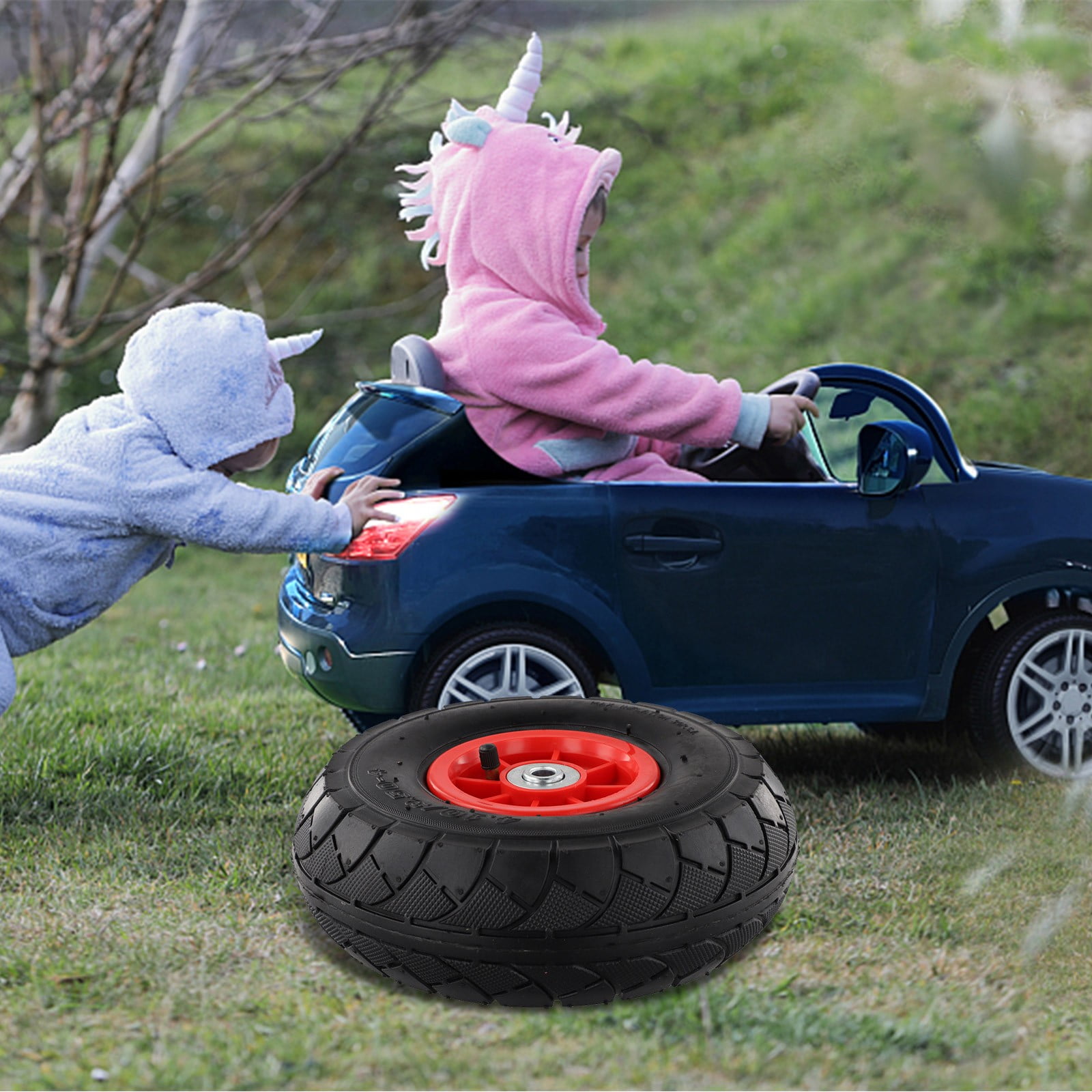 Roues pneumatiques en caoutchouc pour voiture électrique pour enfants conçues pour des jouets de cyclisme spécifiques pour les enfants offrant une performance fiable et une sécurité, remplacement et